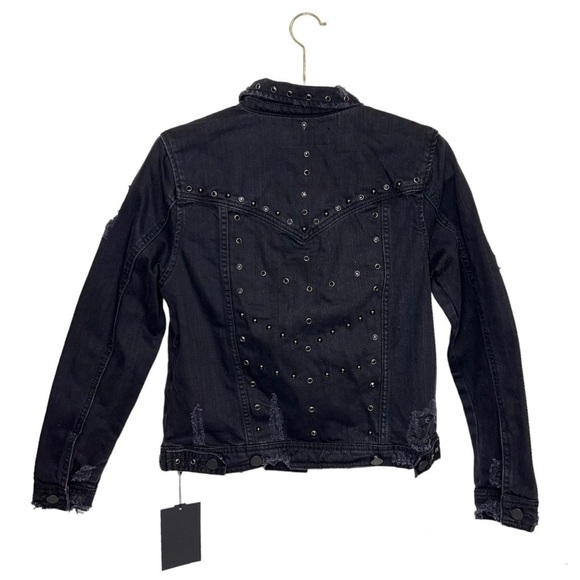 Blank NYC Black Jean Jacket Size Small Studded Distressed Denim New NWT - Picture 3 of 10